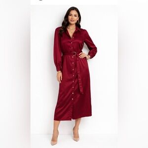 Ann Taylor Rich Red Long Sleeve Dress